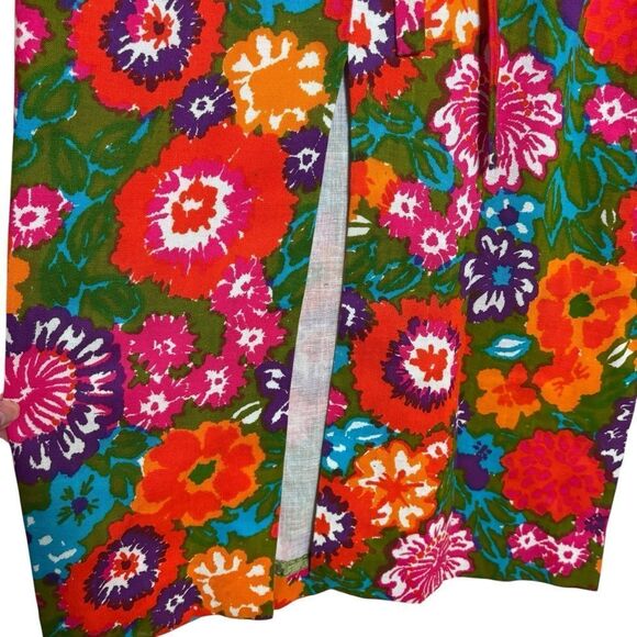 Vintage 60's Sandra Post Bold Psychedelic Floral Print Pillar Dress Small RARE - Picture 6 of 13